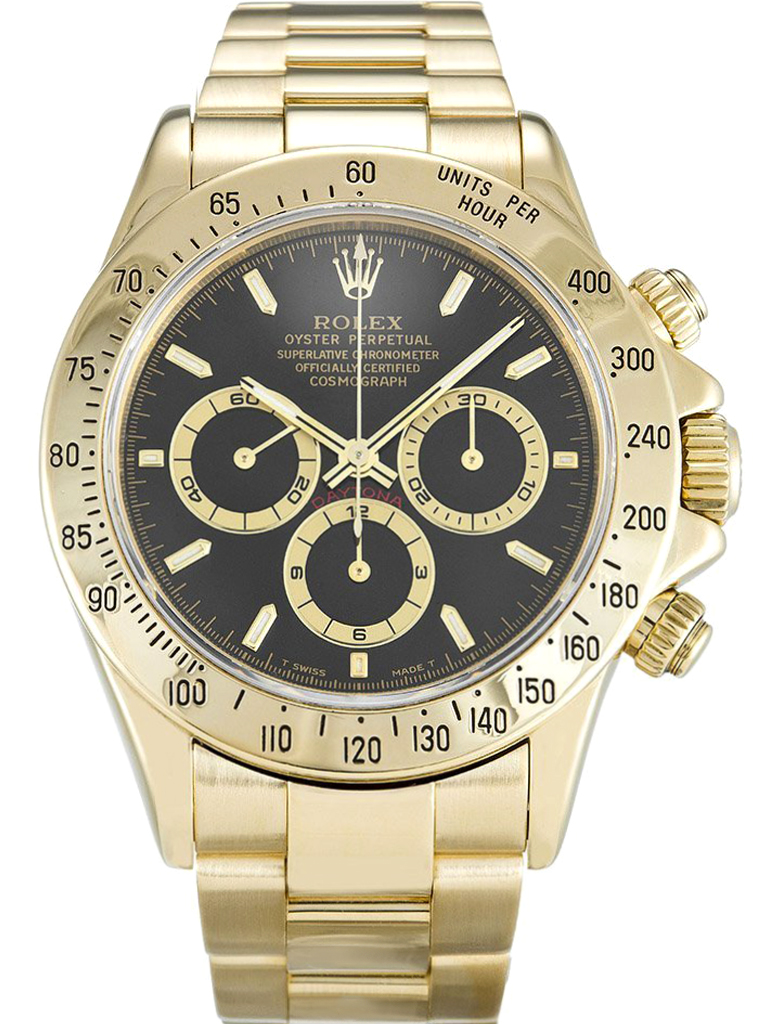 Replica Rolex Black 18K Yellow Gold Cosmograph Daytona 16528 Automatic Men's Wristwatch 40mm