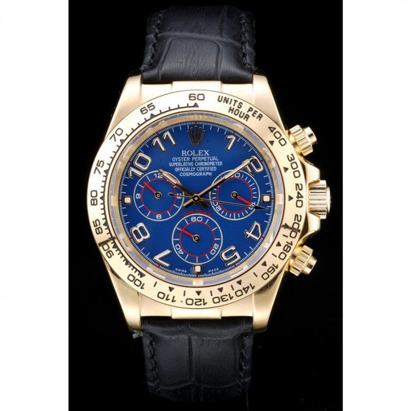 Rolex Cosmograph Daytona Yellow Gold Blue Dial Mens Watch 116518