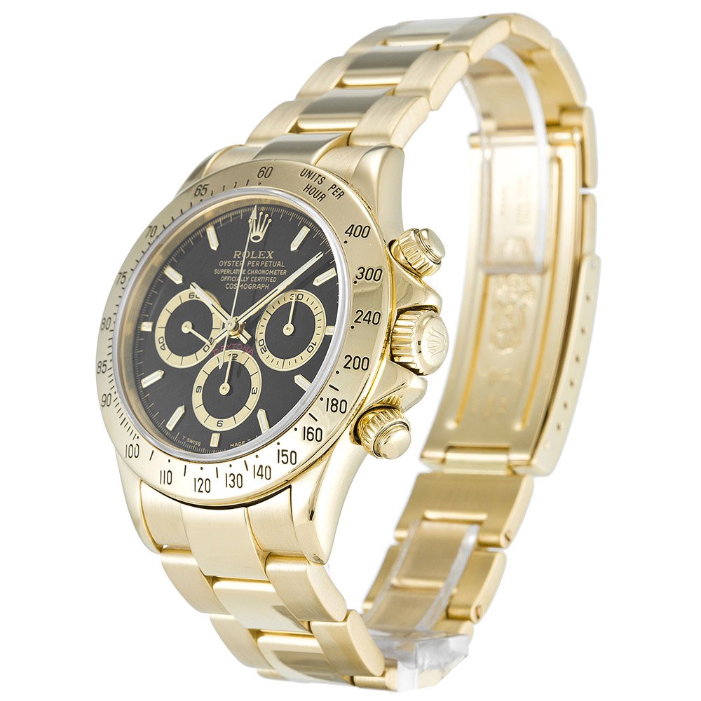 Replica Rolex Black 18K Yellow Gold Cosmograph Daytona 16528 Automatic Men's Wristwatch 40mm
