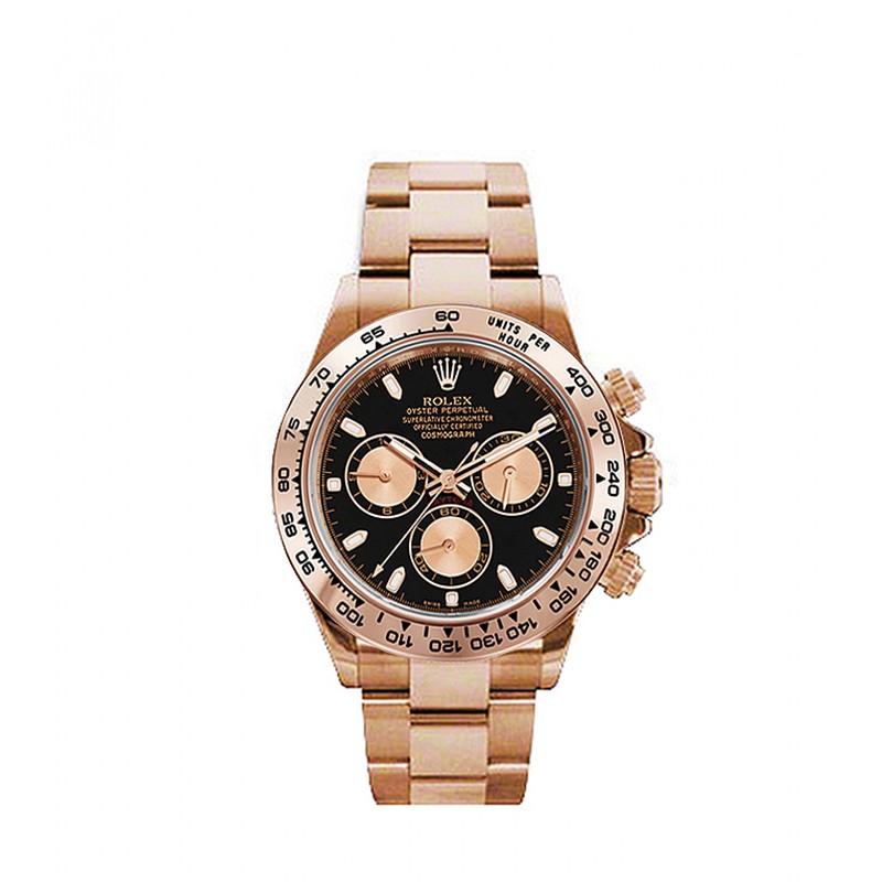 Rolex Everose Gold 116505 Cosmograph Daytona 40mm Black Index Dial Watch