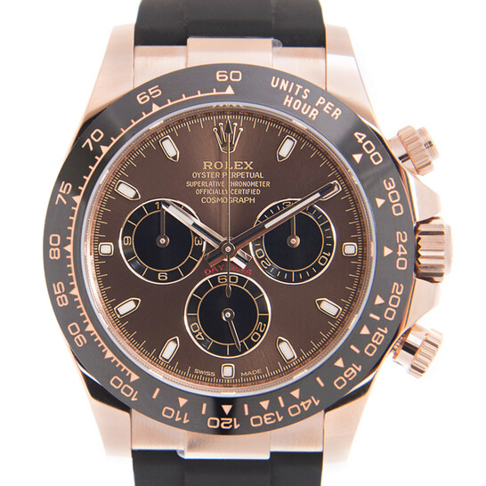 Rolex Daytona 40mm Rose Gold Chocolate Dial Oysterflex Rubber Bracelet 116515LN