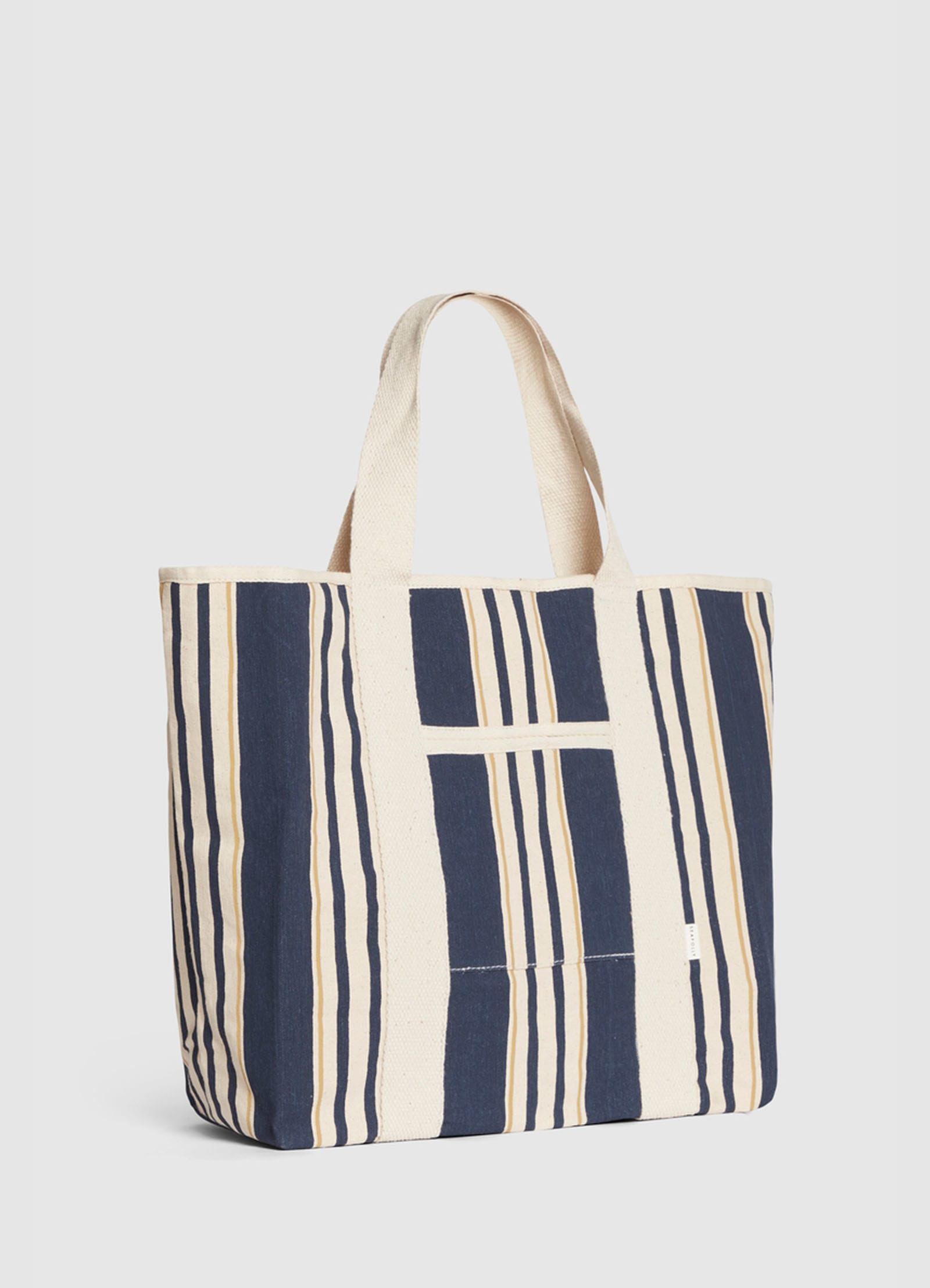Multi Stripe Canvas Tote - True Navy