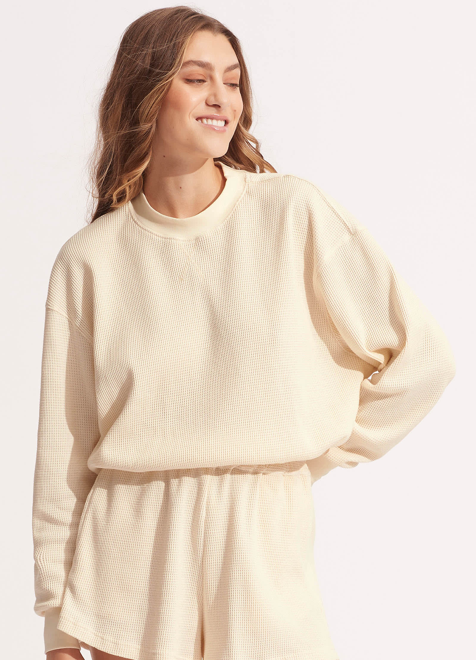 Waffle Sweat Top - Natural