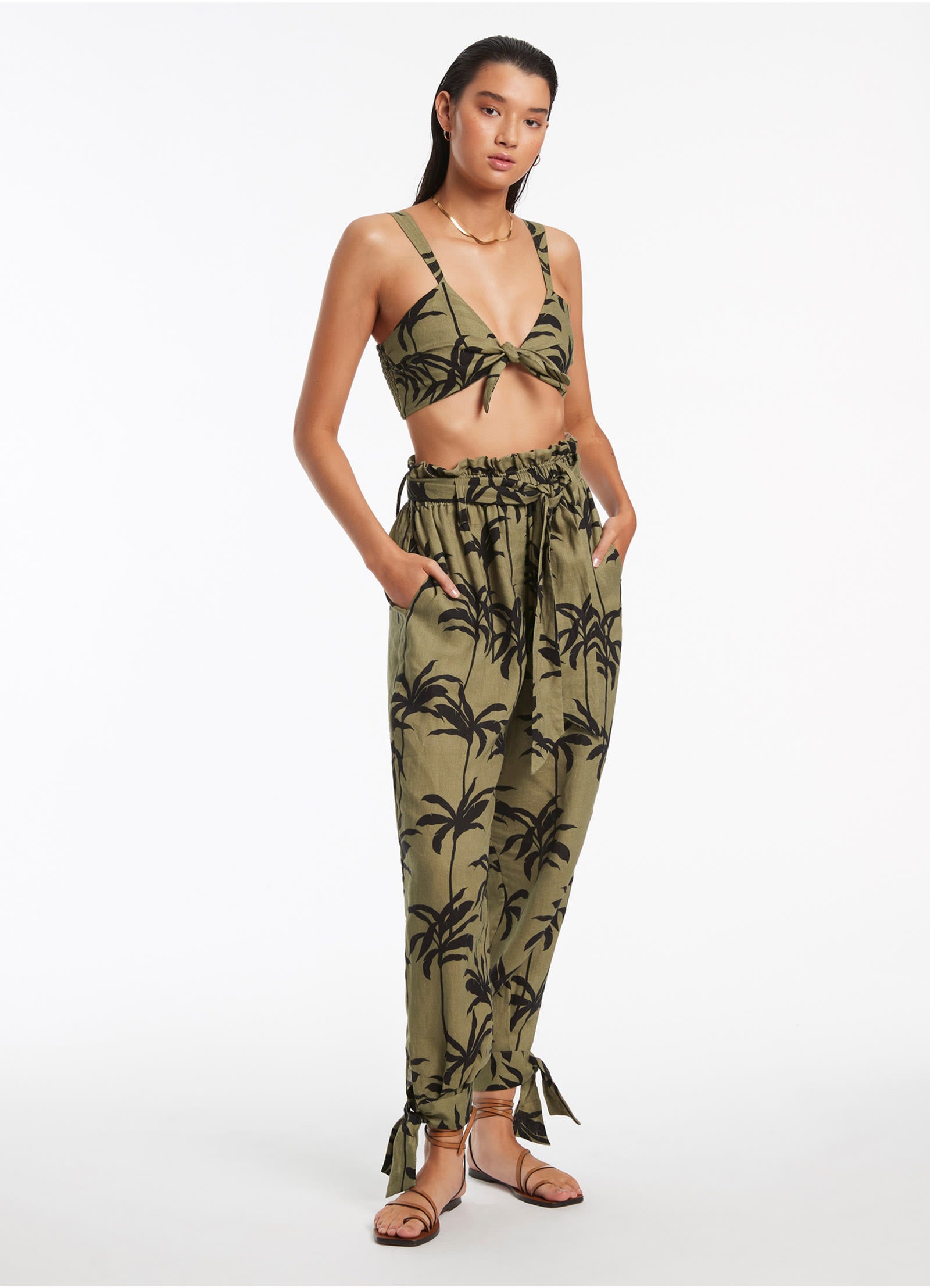 Palme Tie Cuff Pant - Olive