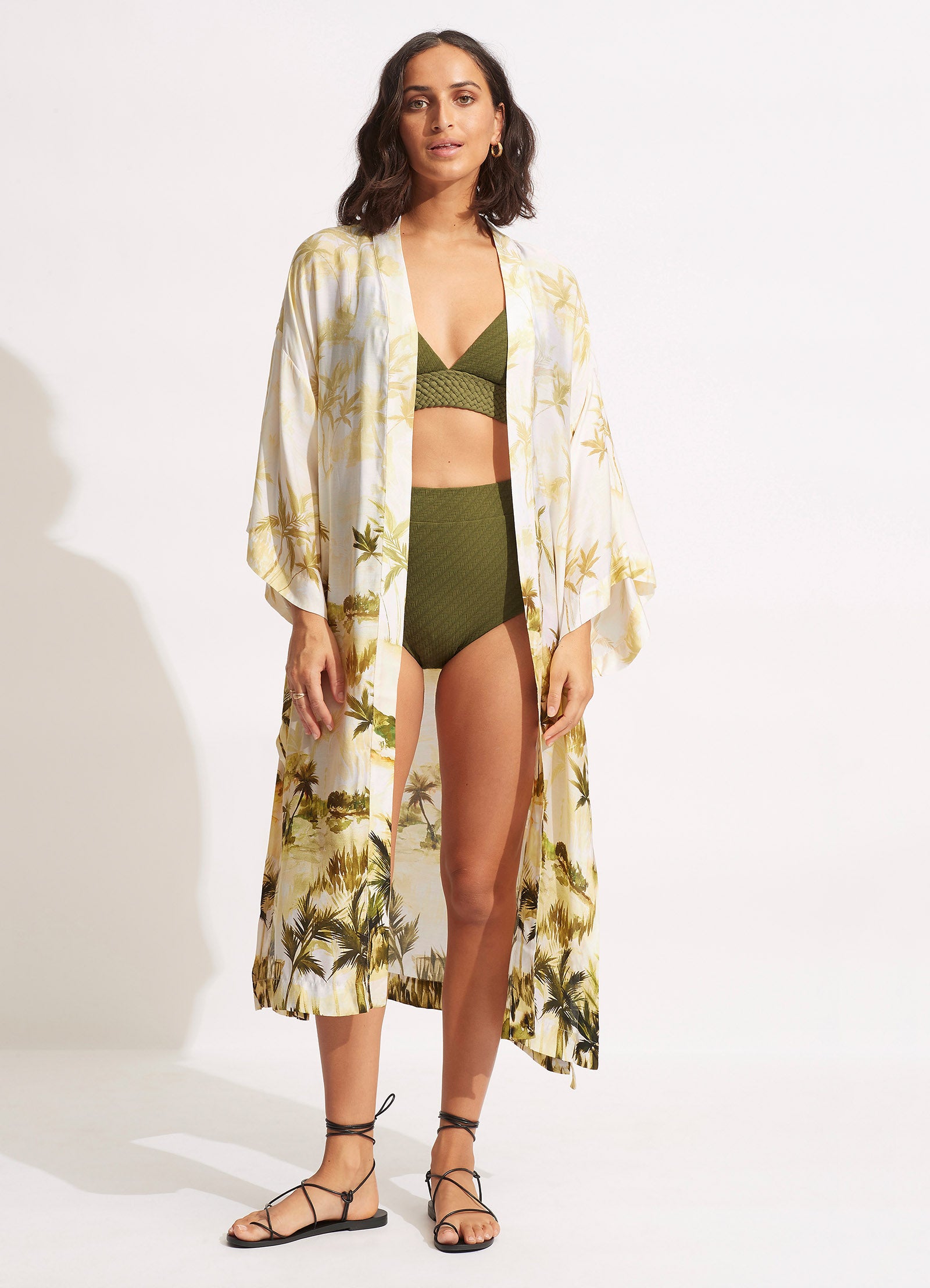 Palms Kimono  - Olive