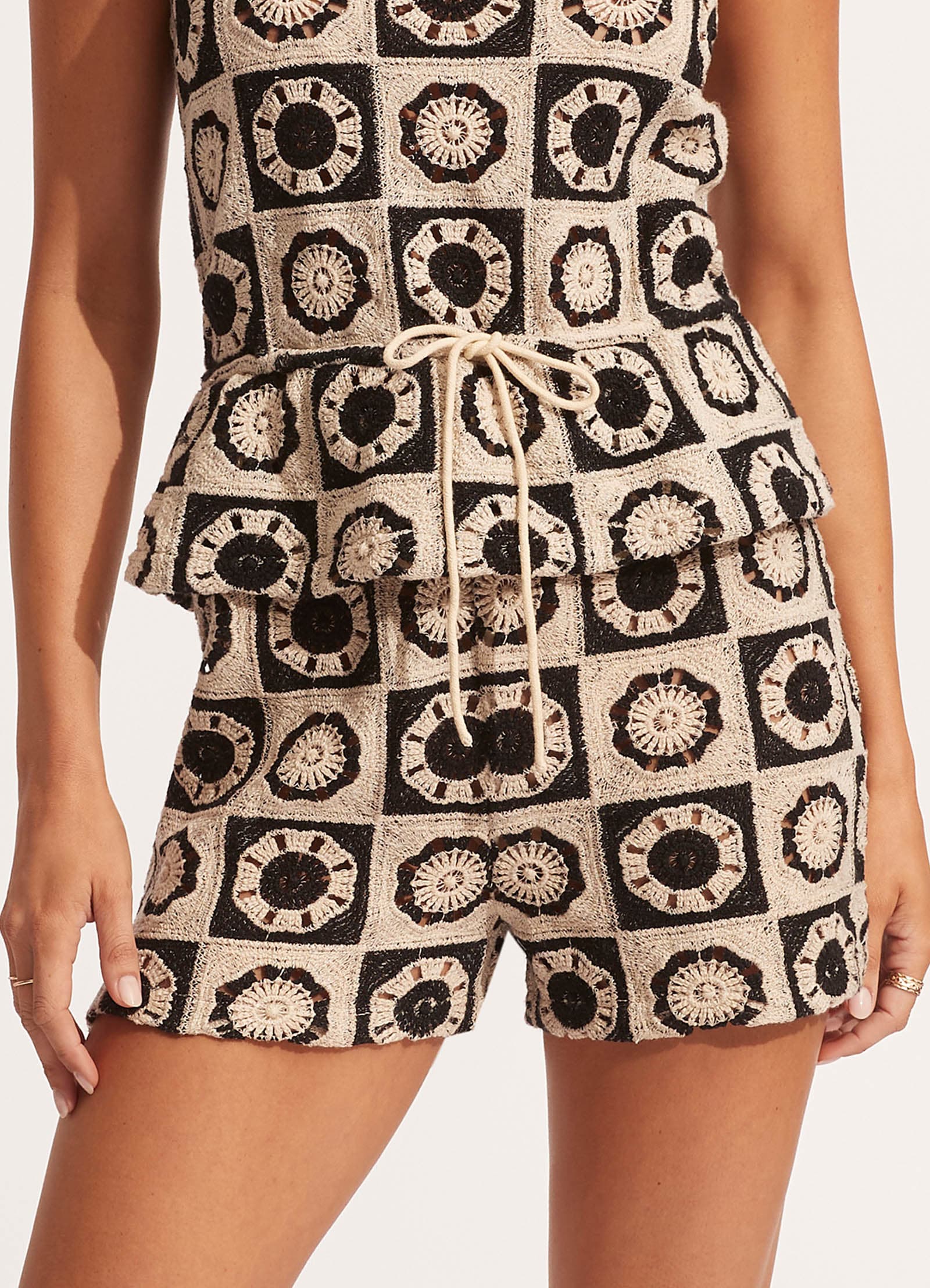 Crochet Short - Black/Natural