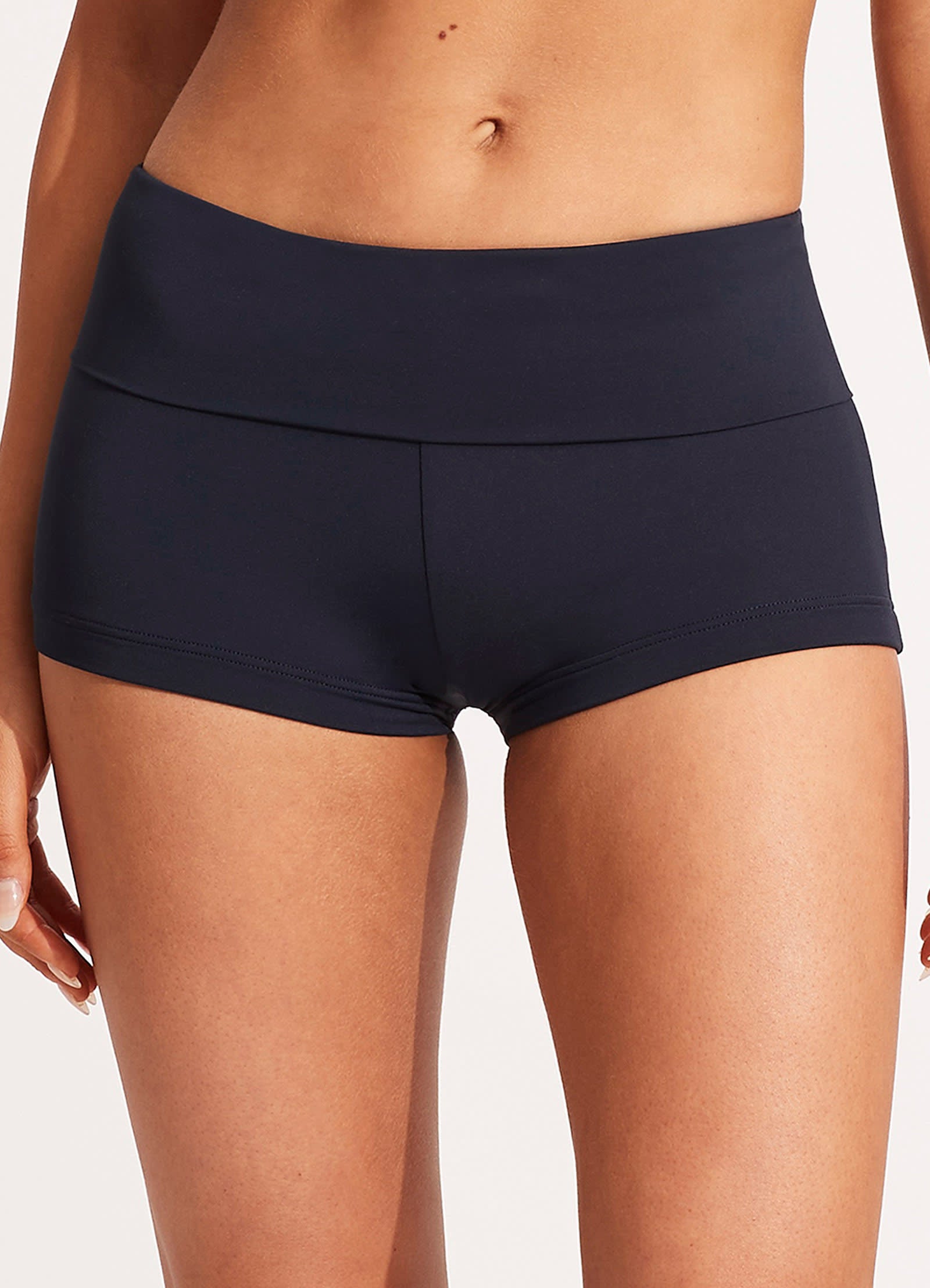 Seafolly Collective Roll Top Boyleg - True Navy