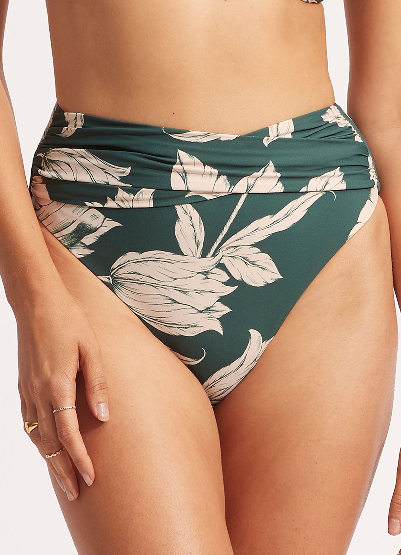 Fleur de Bloom High Waist Wrap Front Pant - Evergreen