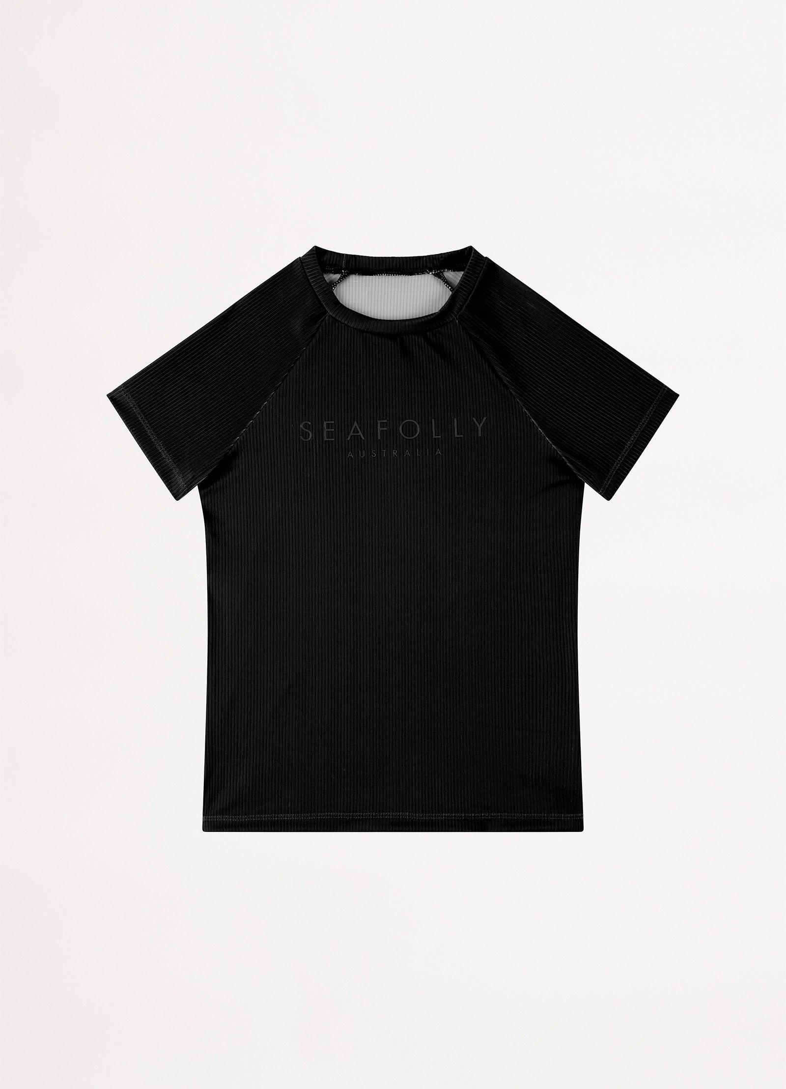 Essential Girls S/S Rash Vest - Black