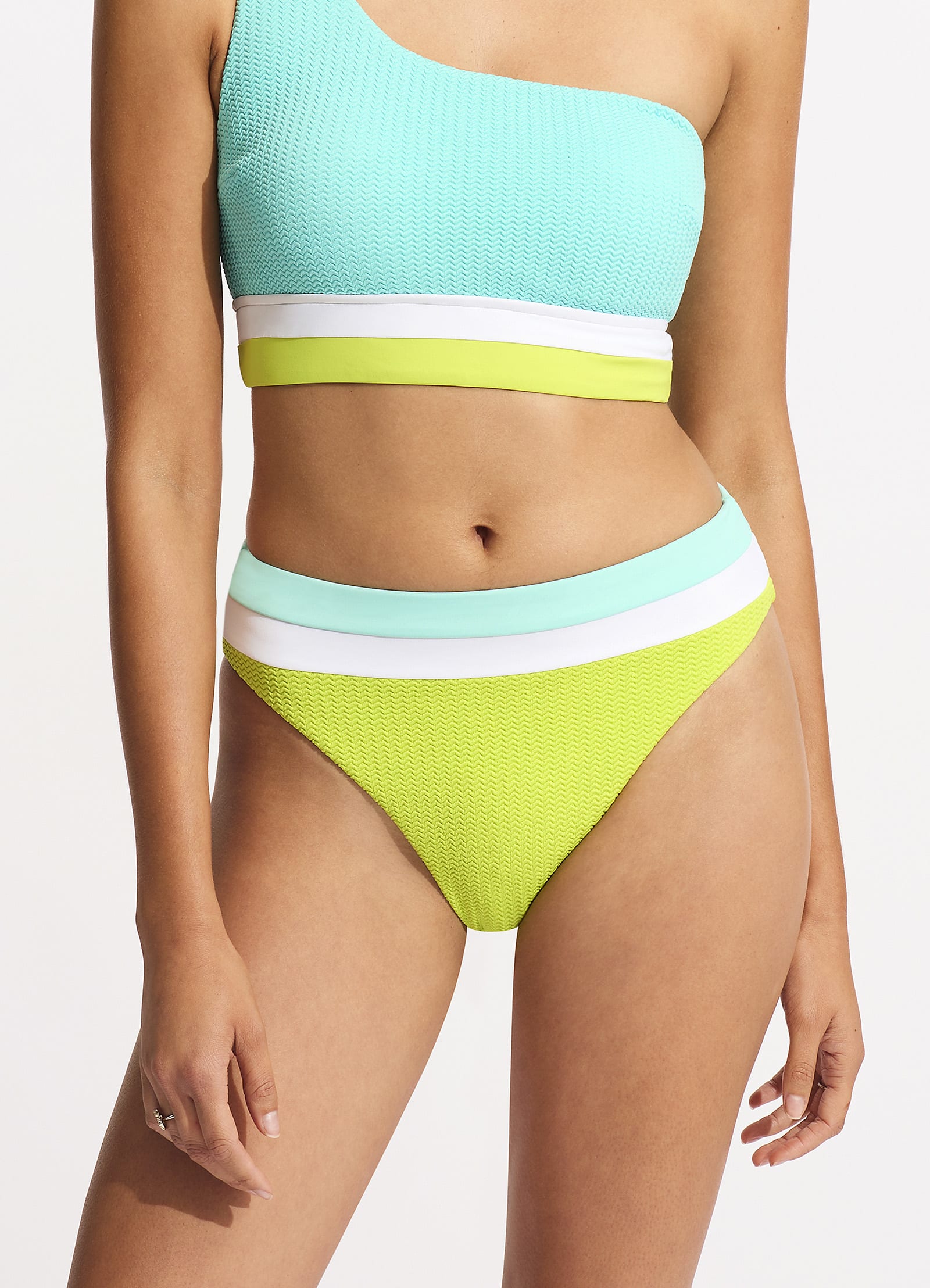 Slice Of Splice High Waisted Bikini Bottom - Lime Burst