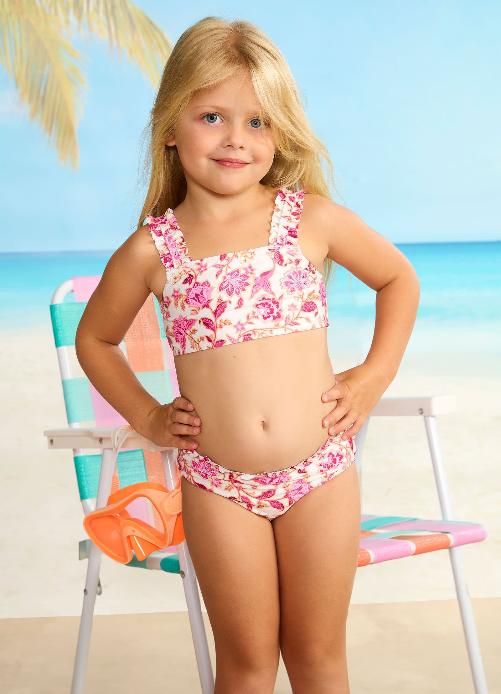 Silk Road Girls Mini Ruffle Bikini - Pink