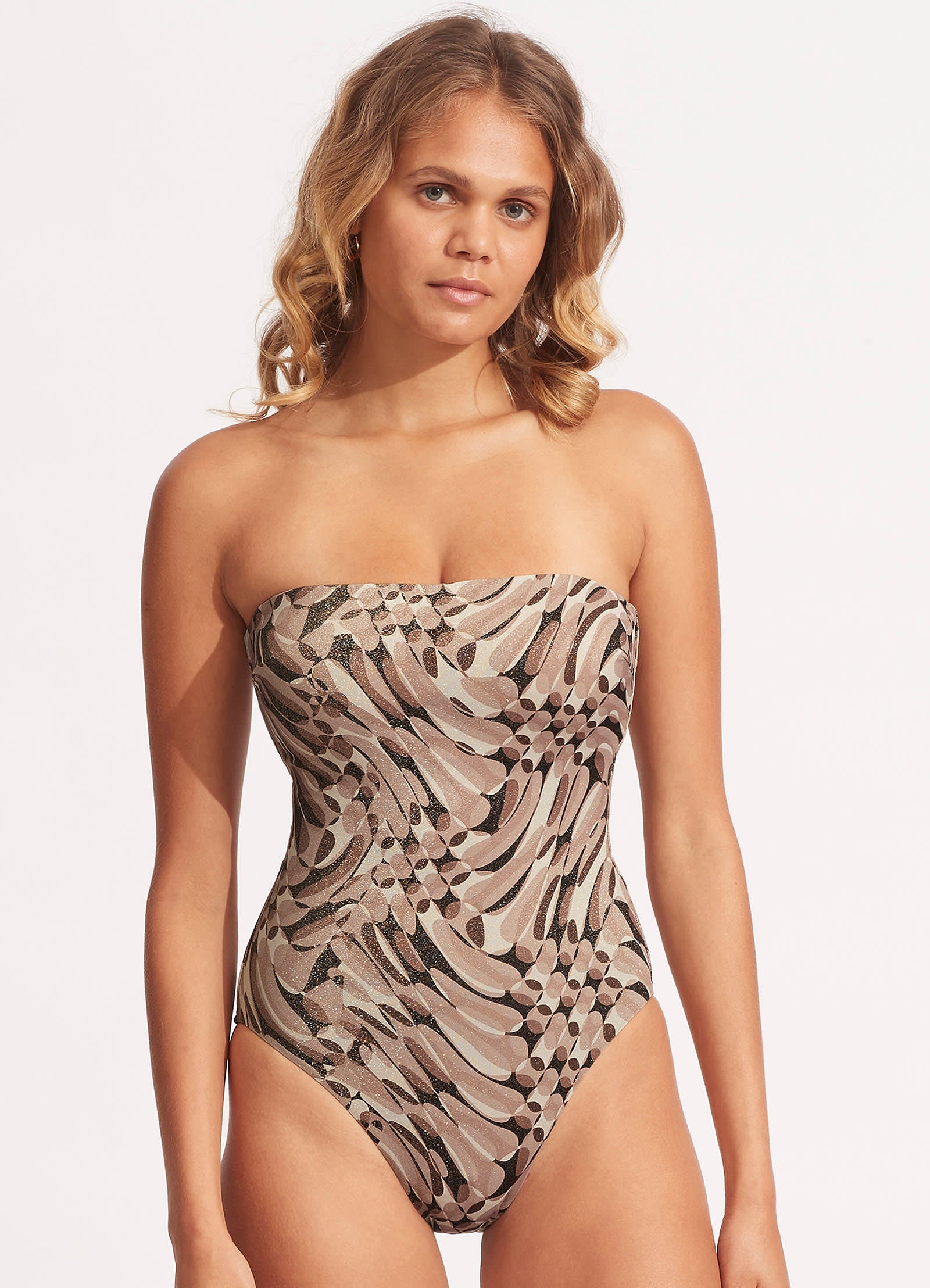 Poolside DD Bandeau One Piece - Sepia