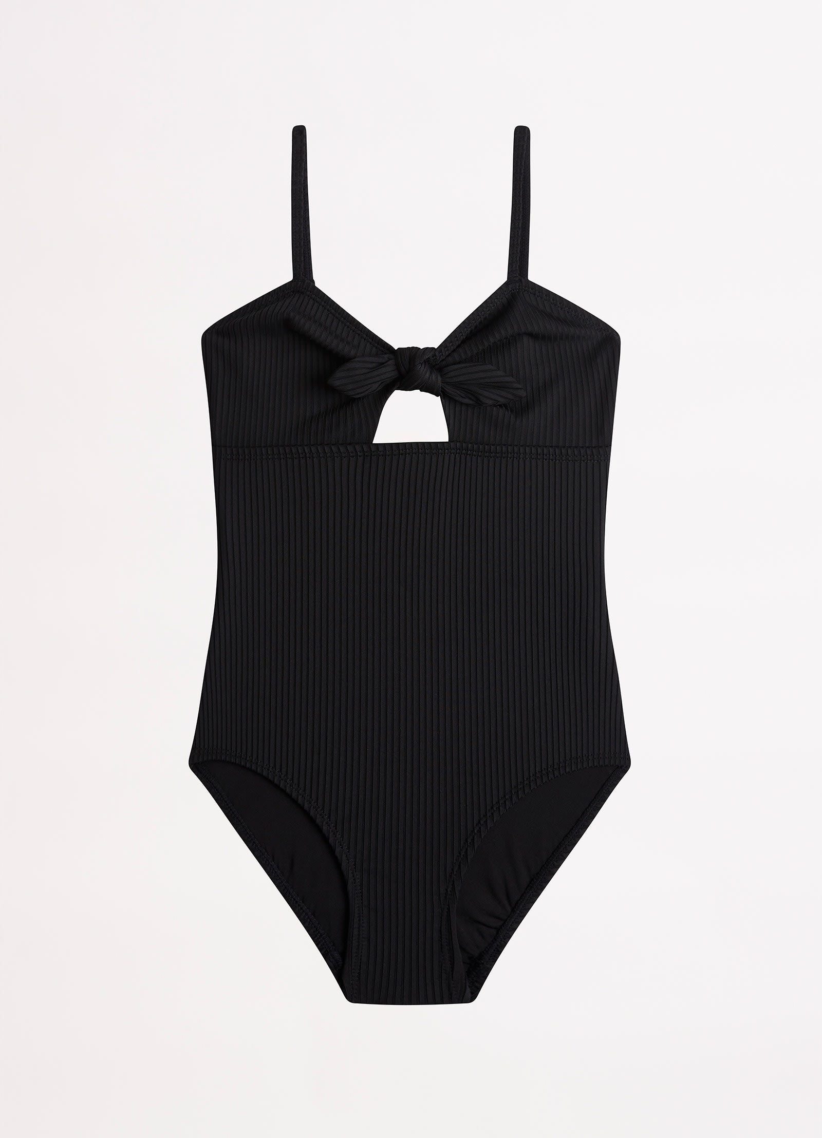 Summer Essential Girls Tie Front One Piece - Black