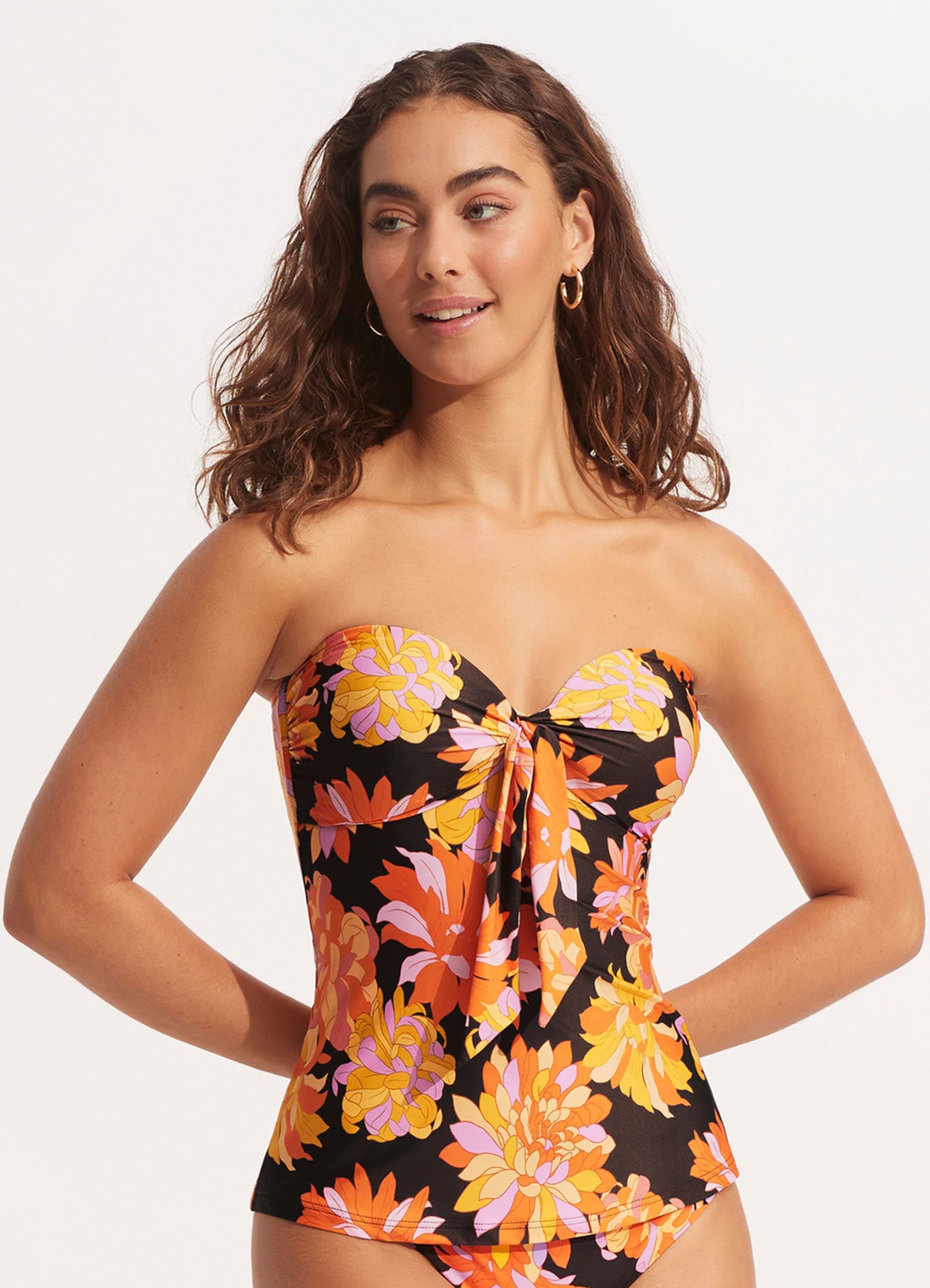 Palm Springs Twist Front Bandeau Singlet - Black