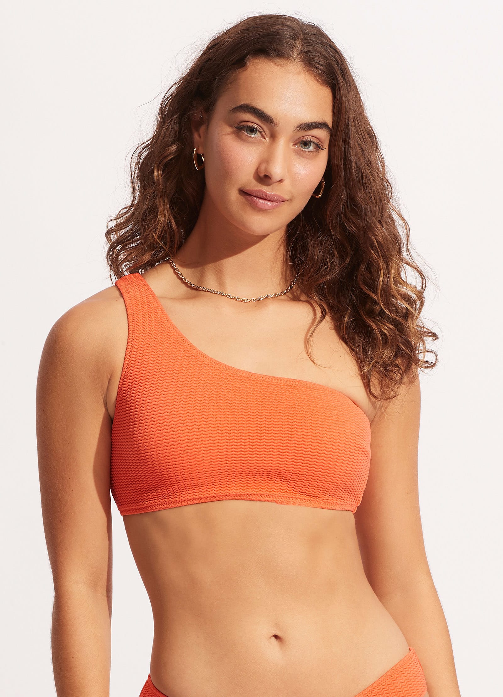 Sea Dive One Shoulder Top - Mandarin