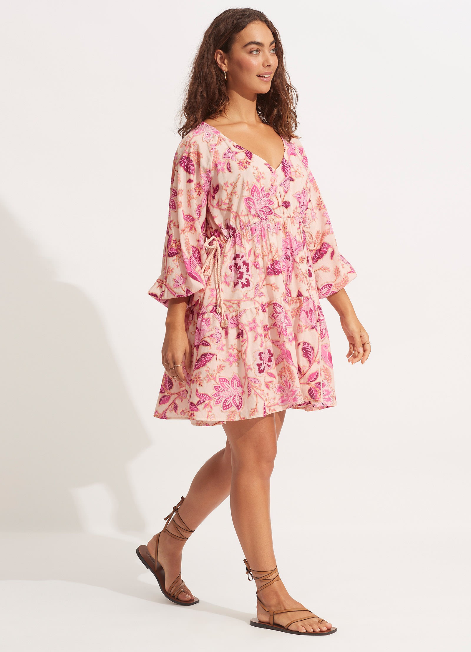 Silk Road Tier Mini Dress - Parfait Pink