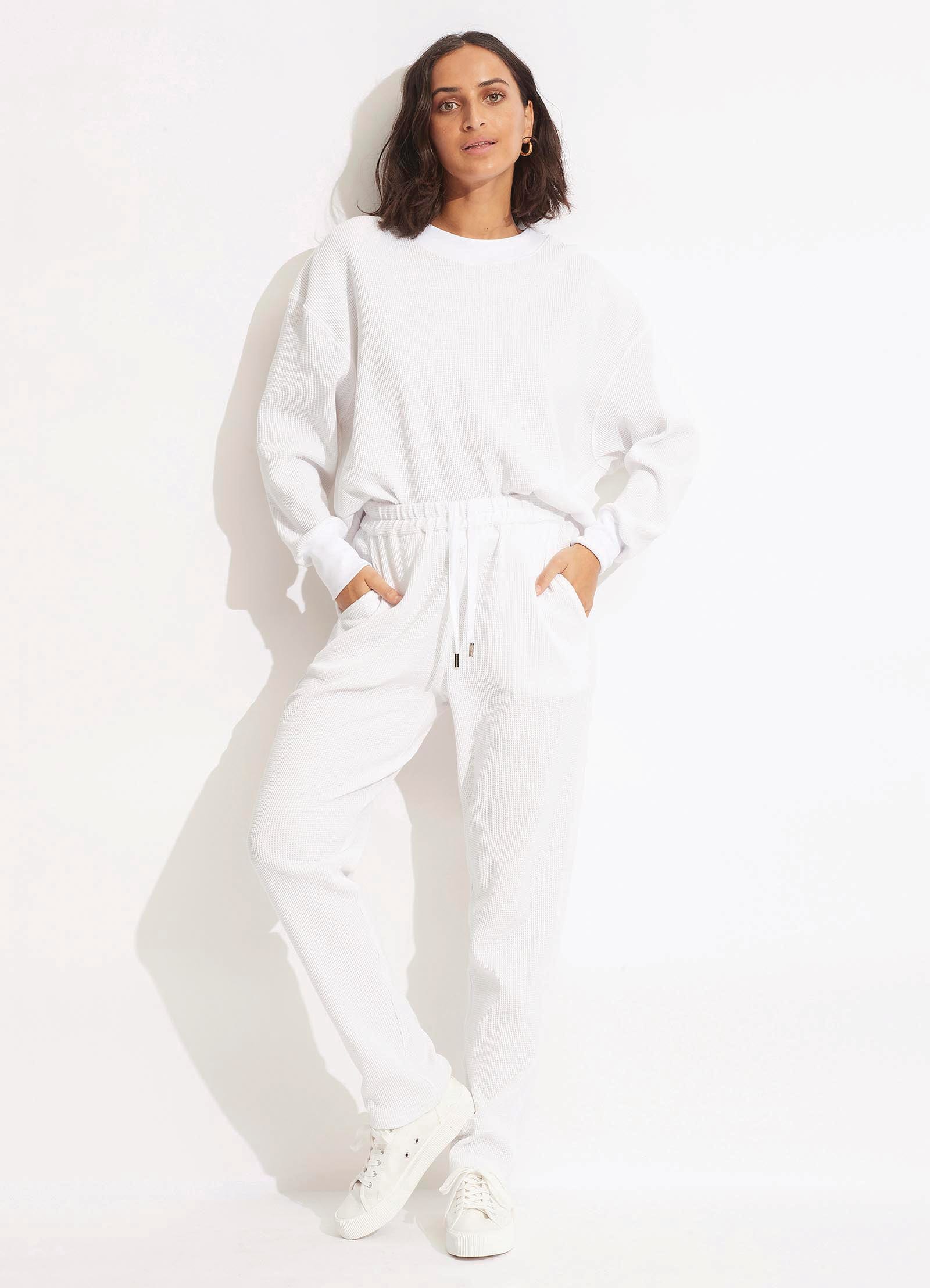 Waffle Pant - White