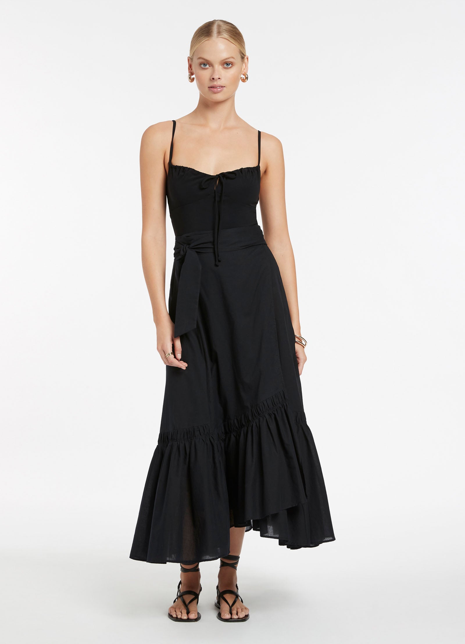 Ascenso Tiered Wrap Skirt - Black