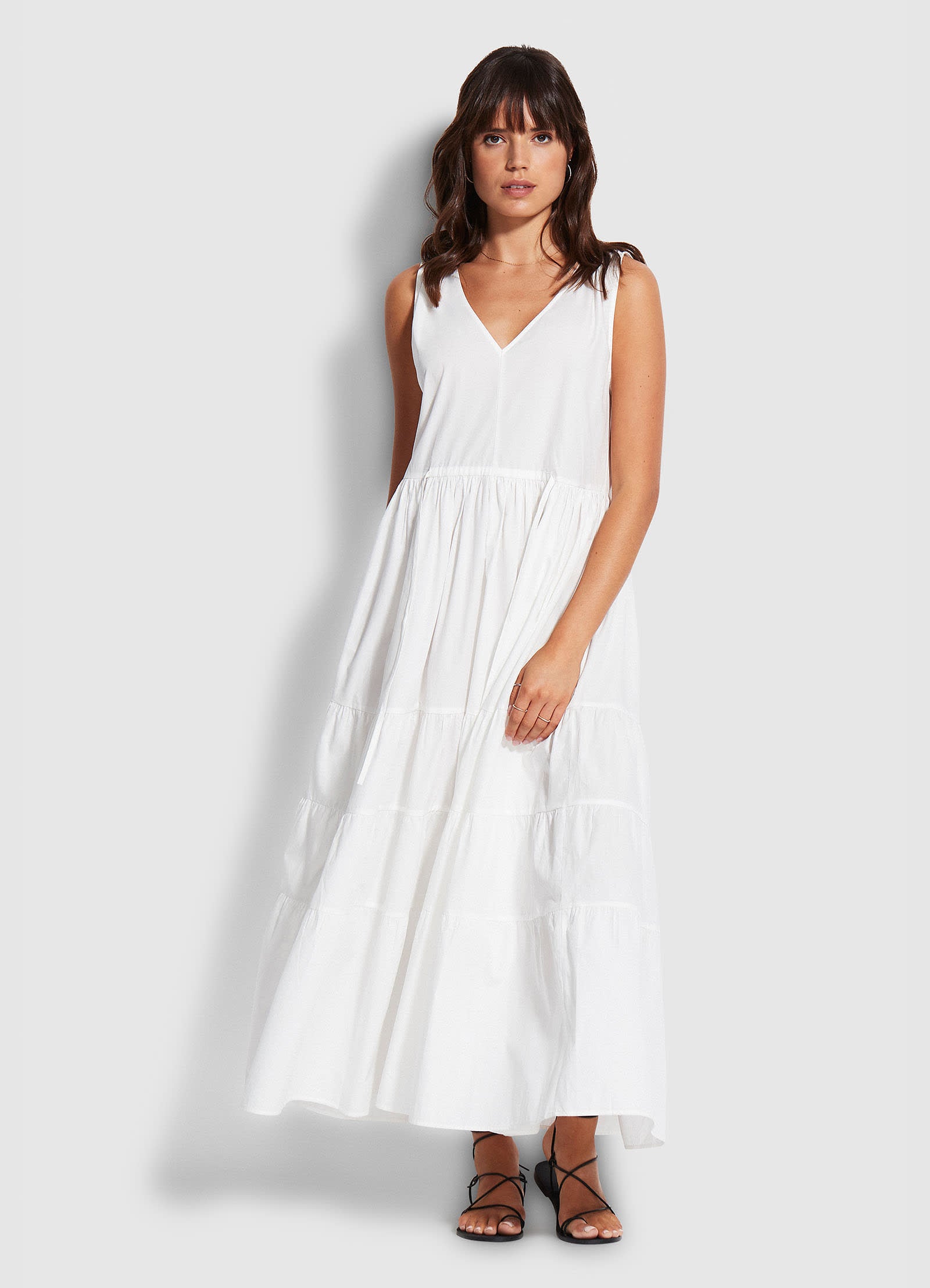 Cotton Poplin Maxi Dress - White