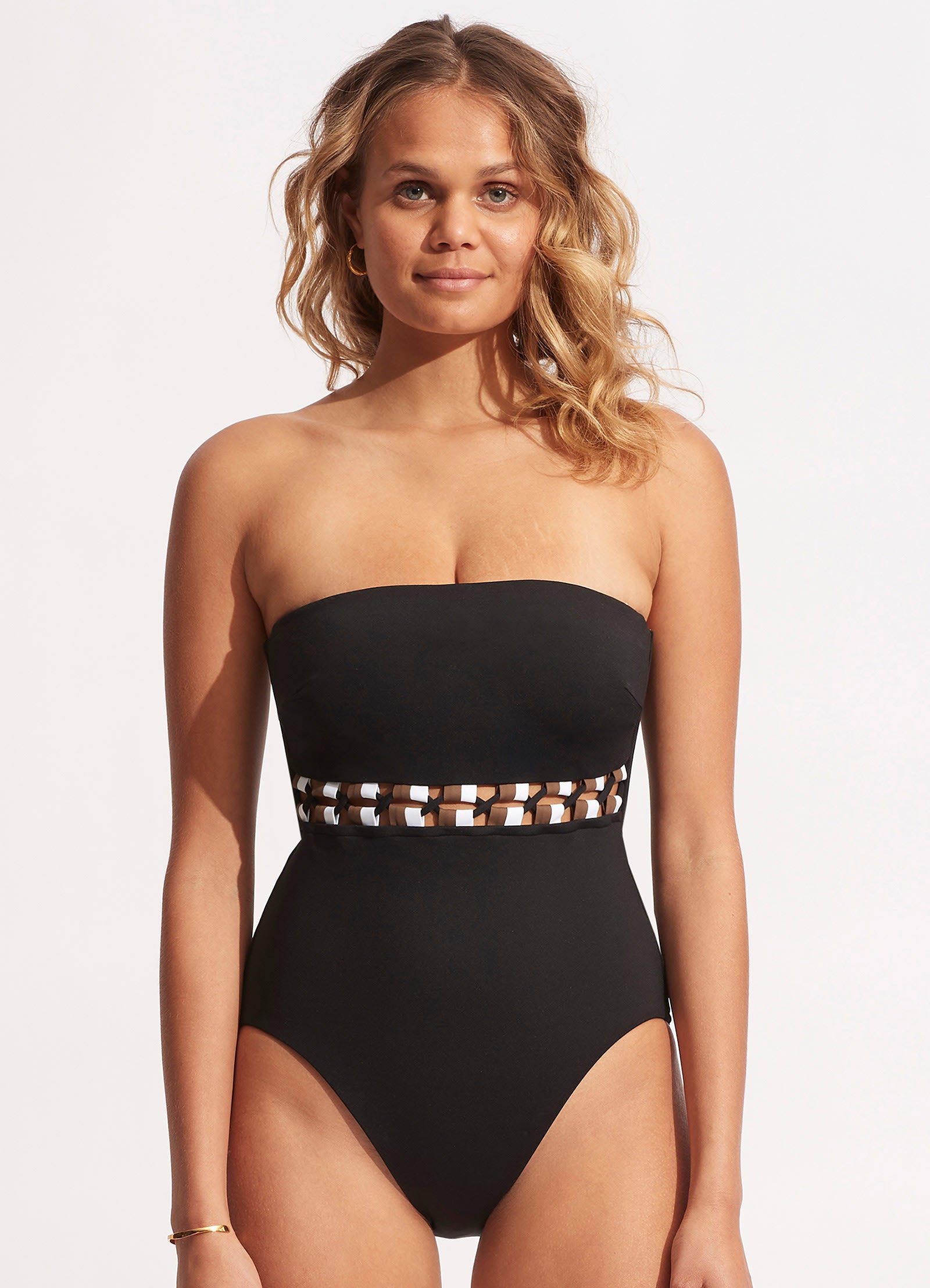 Sun Stripe DD Bandeau One Piece - Black
