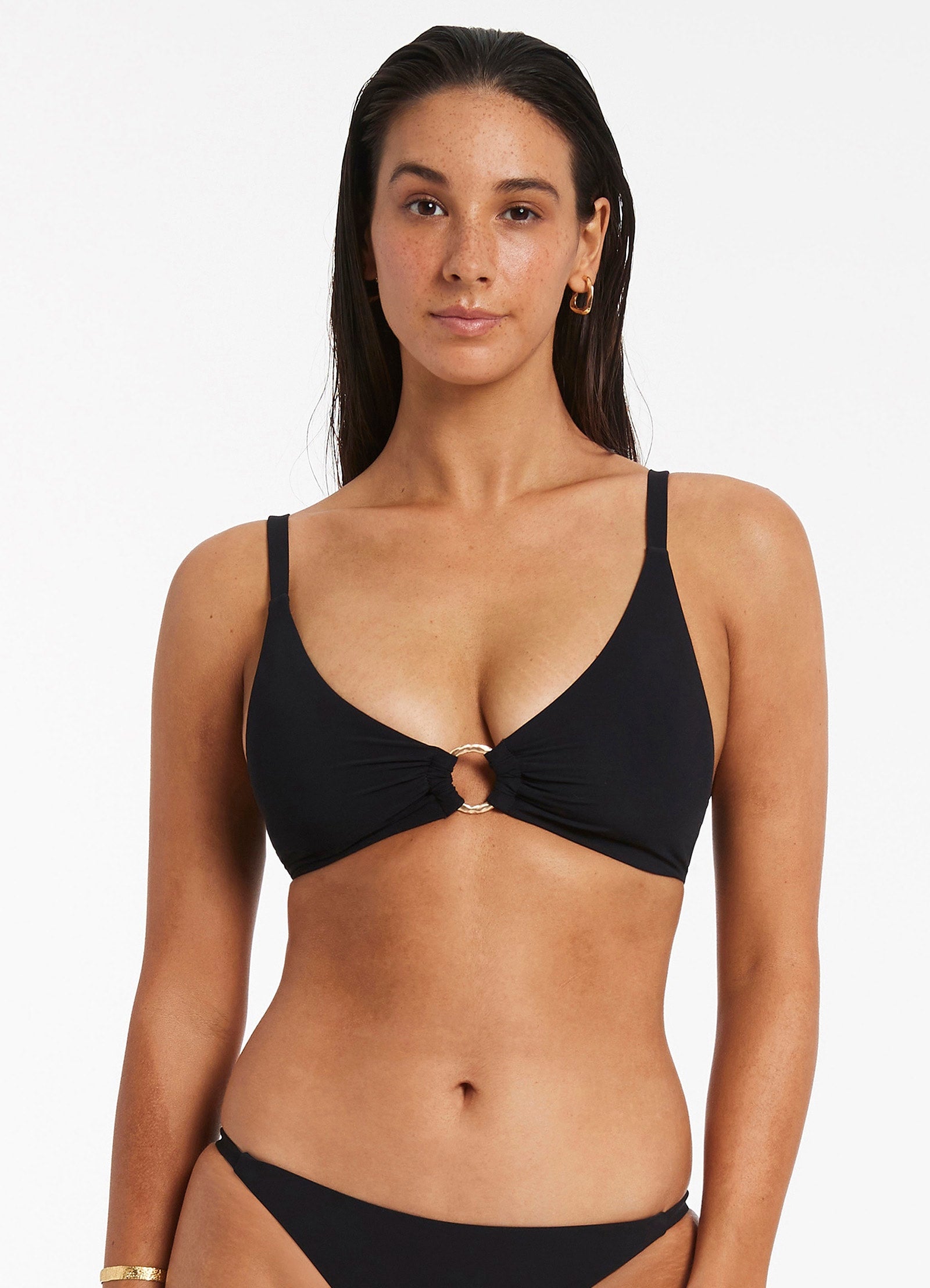Jetset Trim C-D Triangle Bikini Top - Black
