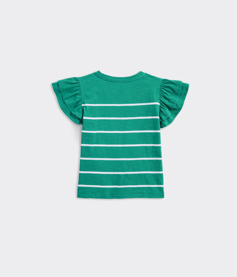 Girls' Striped Flutter-Sleeve Surftee