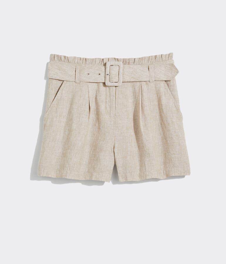 Solid Linen Belted Short