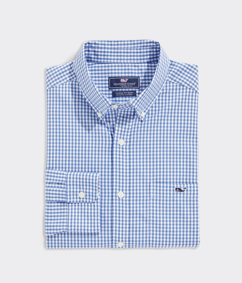 Stretch Poplin Gingham Shirt