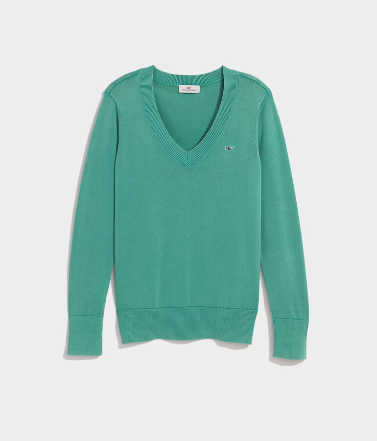 Garment-Dyed Heritage Cotton V-Neck Sweater
