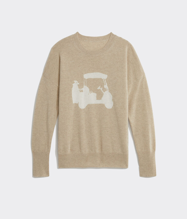 Golf Cart Intarsia Cashmere Crewneck Sweater