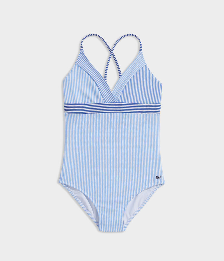 Girls' Seersucker Stripe Mix Sconset One-Piece