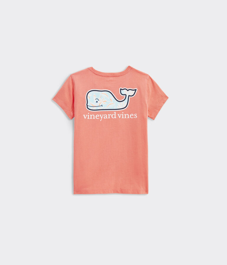 Girls' Cay Floral Whale Fill Short-Sleeve Pocket Tee