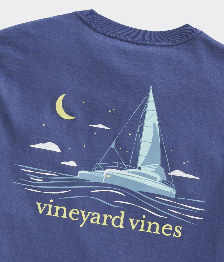 Catamaran Night Sailing Short-Sleeve Pocket Tee