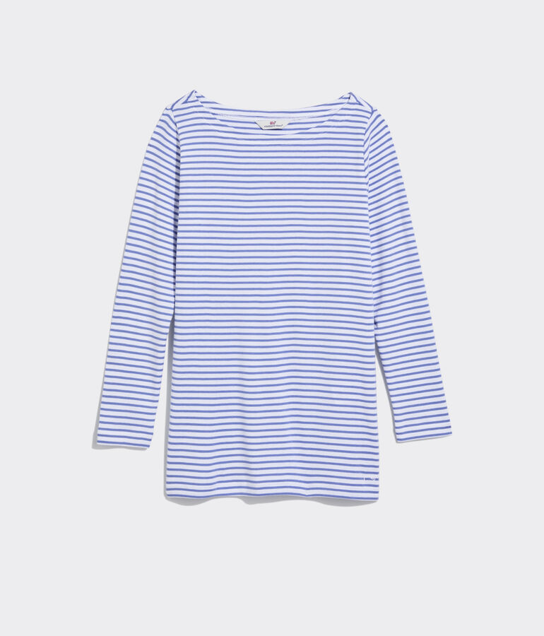 Striped Boatneck Simple Tee