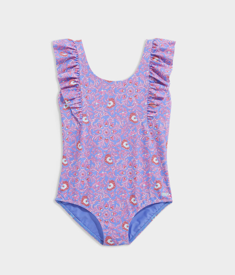Girls' Katama Tile Ruffle One-Piece