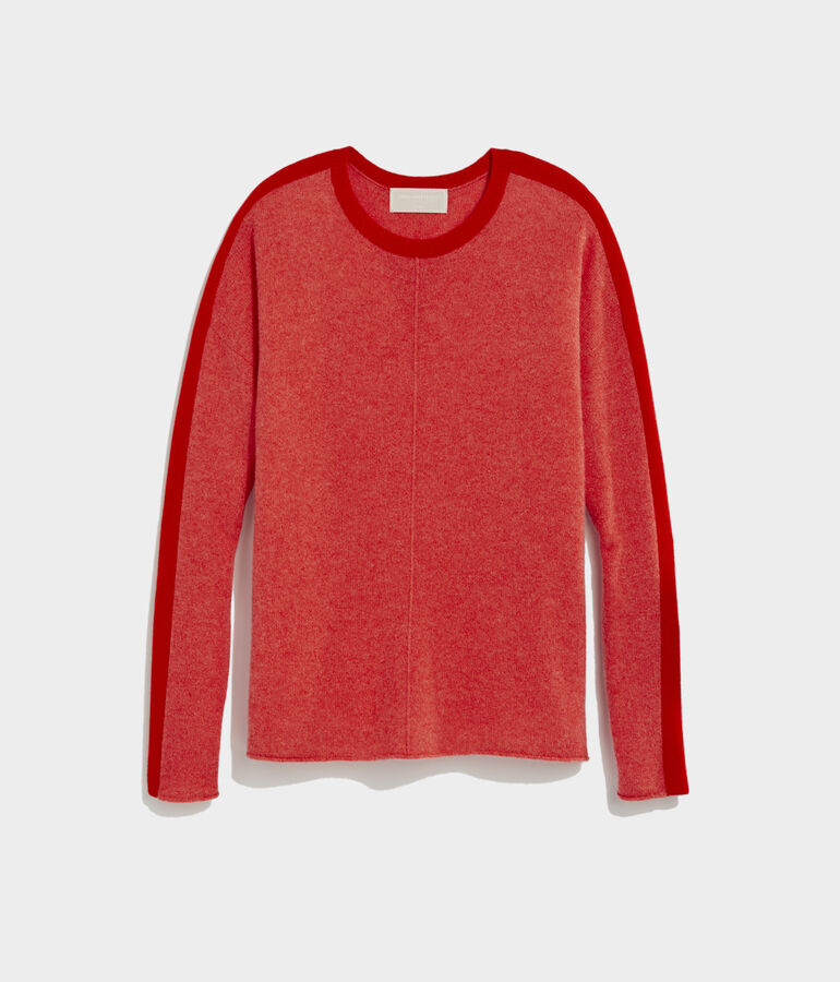 Seaspun Cashmere Striped Sleeve Crewneck Sweater