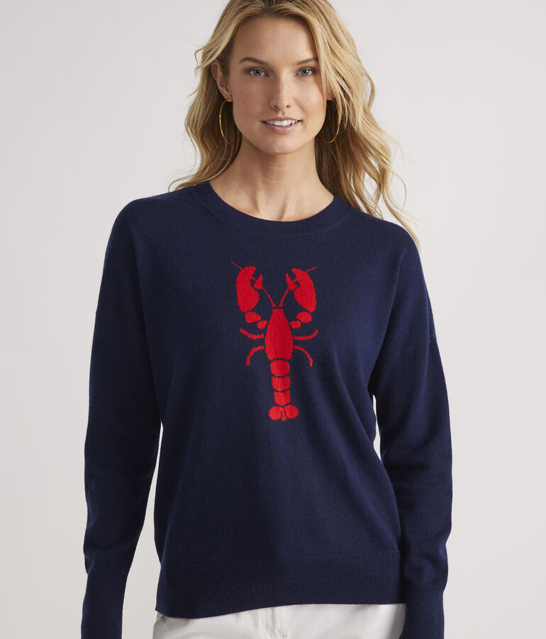 Lobster Intarsia Cashmere Crewneck Sweater