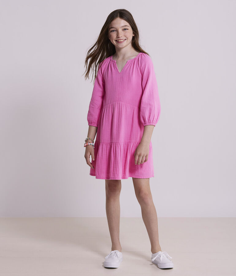 Girls' Tiered Seastitch Double Gauze Dress
