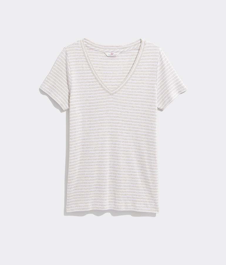 Striped V-Neck Simple Tee