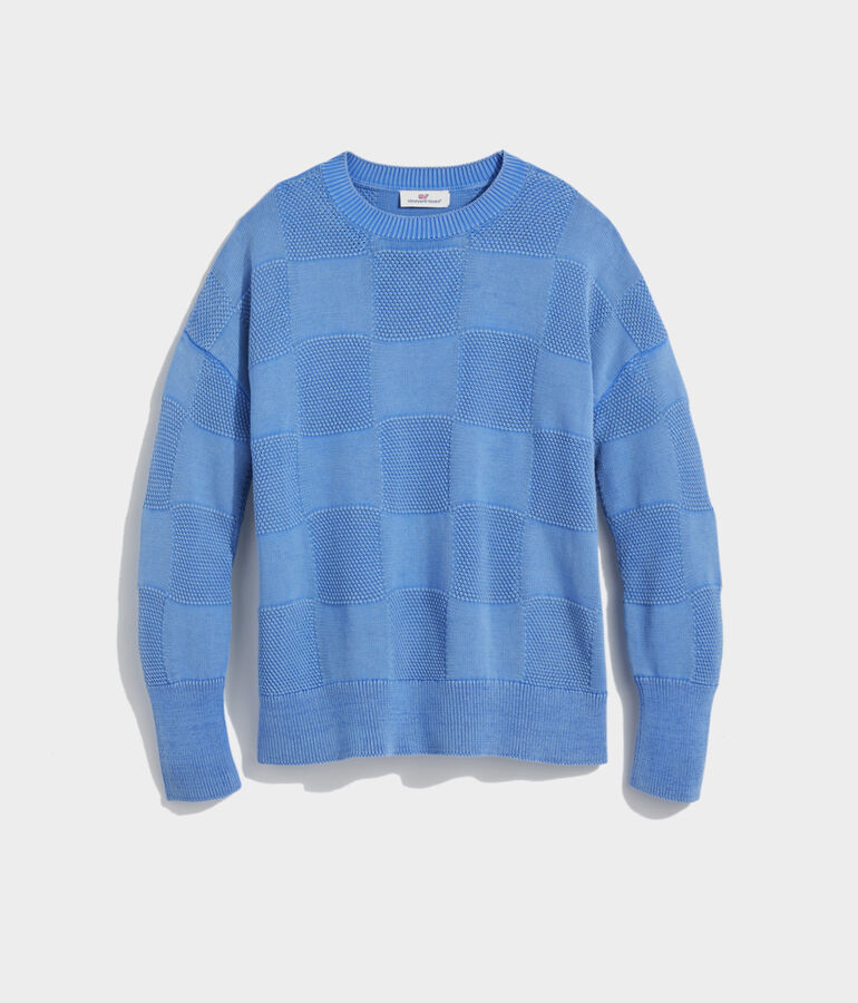 Garment Dye Cotton Patchwork Crew Sweater