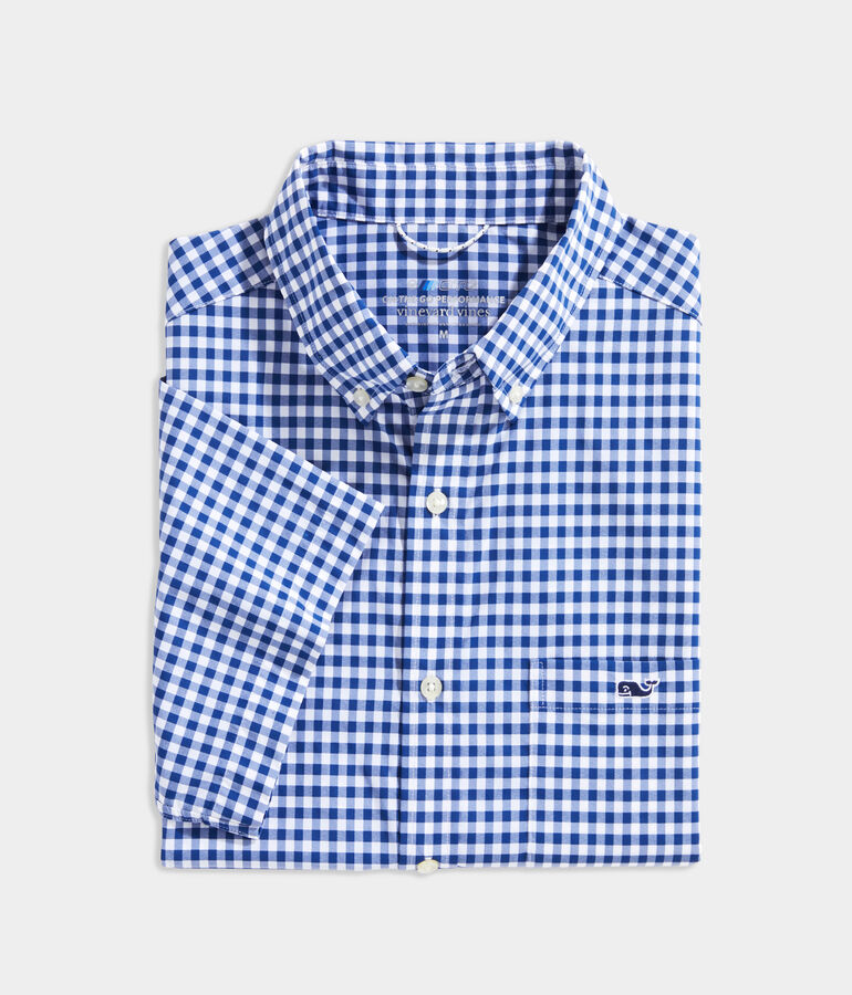 On-The-Go Lightweight Short-Sleeve Gingham Shirt