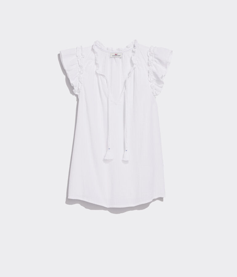 Seastitch Double Gauze Ruffle Popover