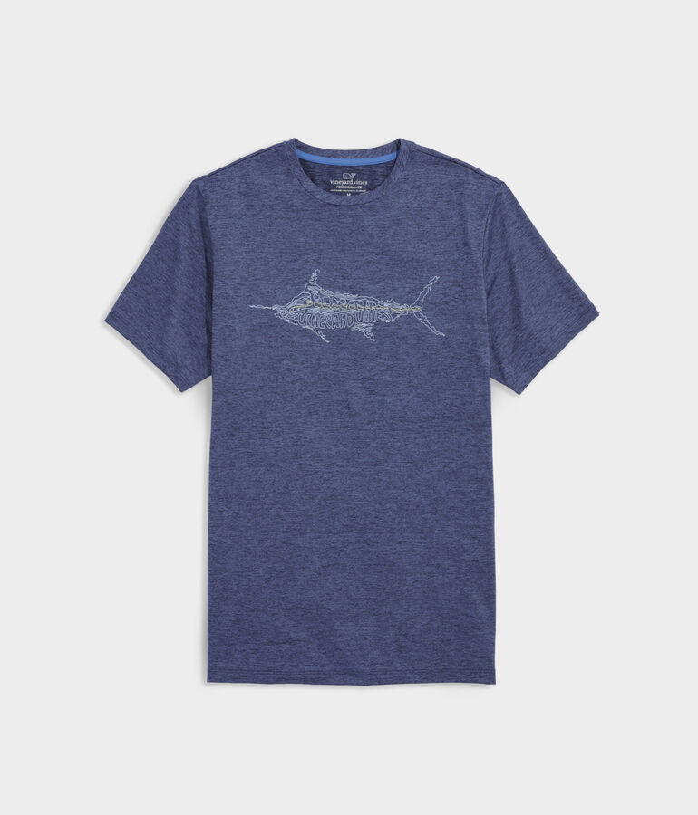 Marlin Outline Short-Sleeve Harbor Performance Tee
