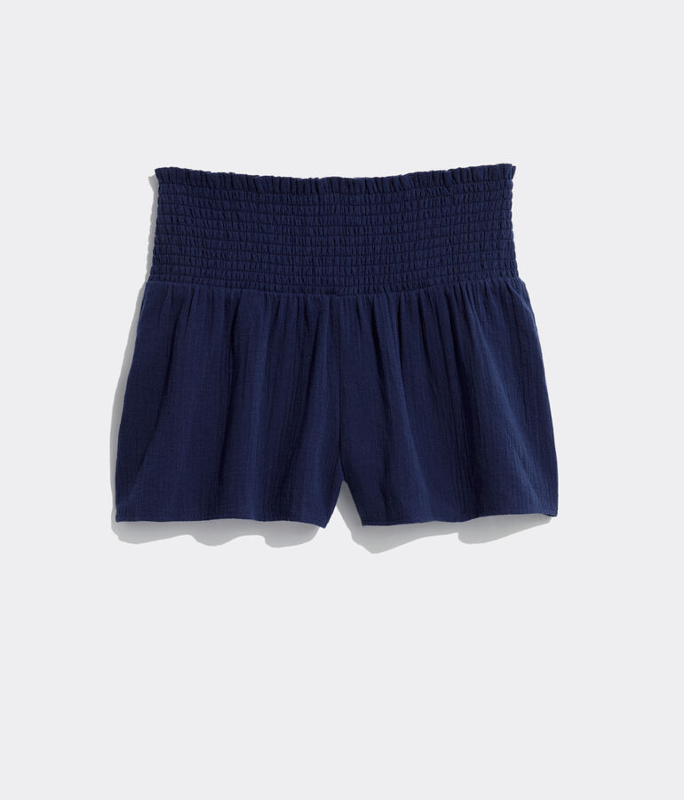 Gauzy Smocked Pull-On Shorts