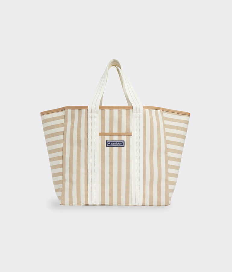 Neutral Blocked Stripe Tote