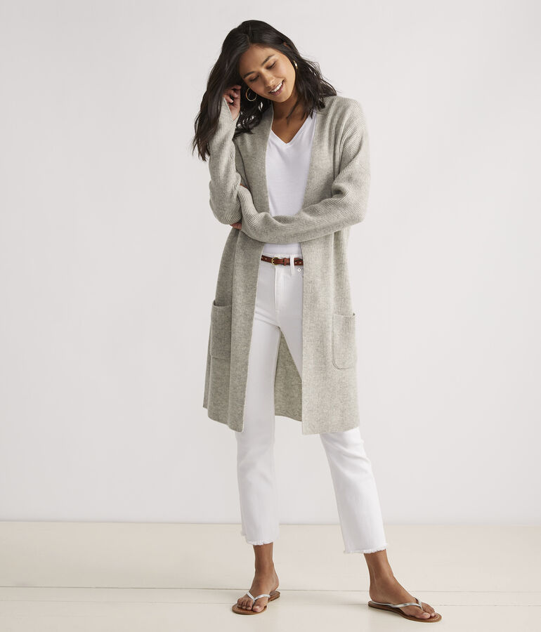 Lightweight Cashmere Open-Front Sweater