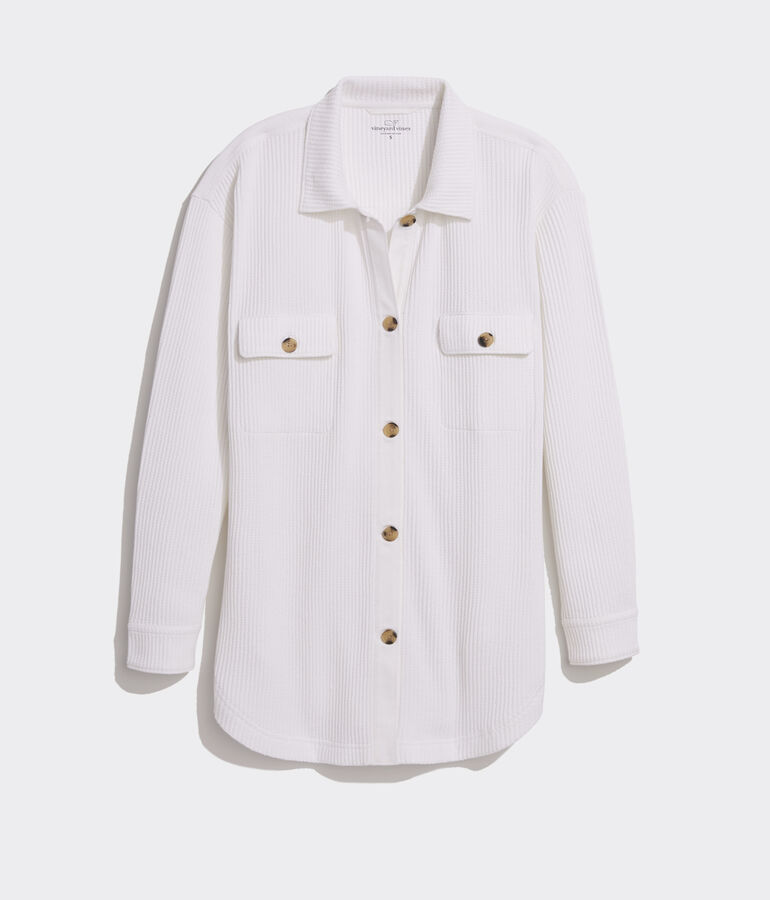 Waffle-Knit Shirt Jacket
