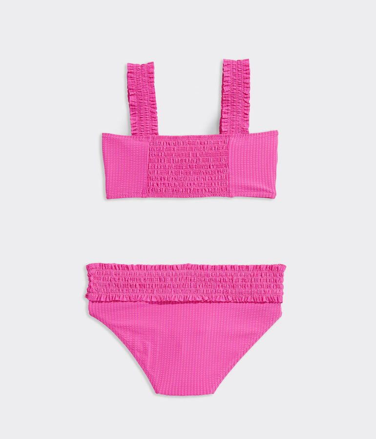 Girls' Seersucker Smocked Ruffle Bikini