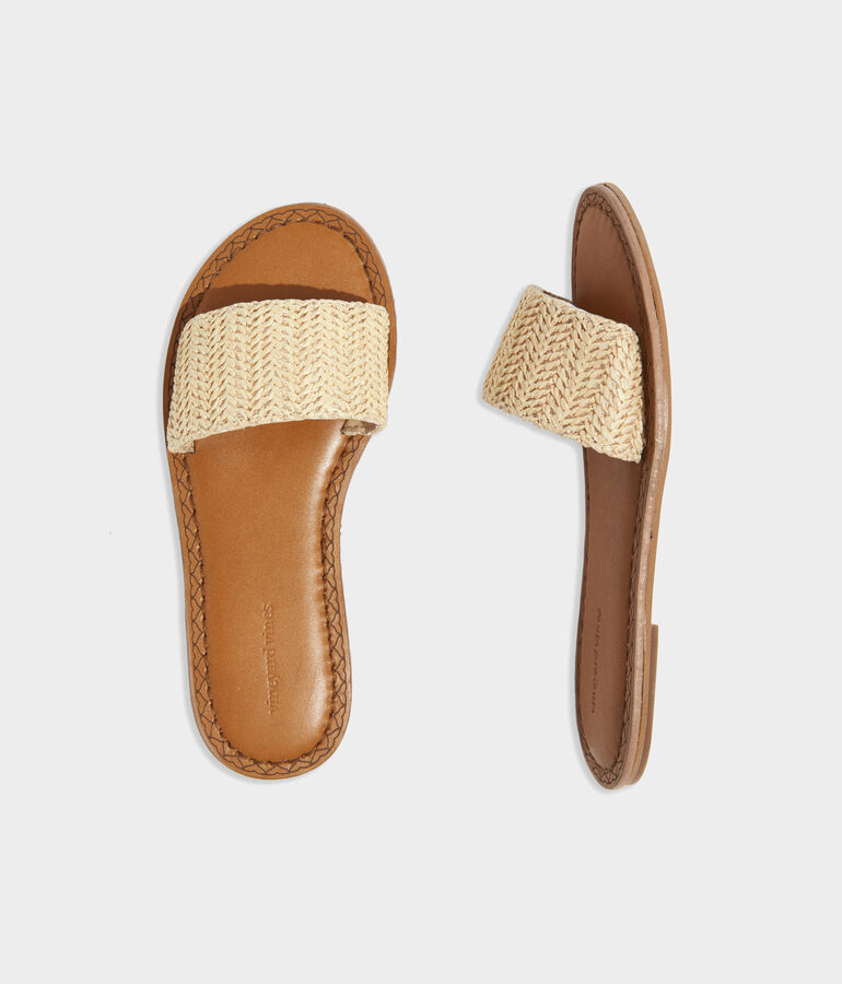 Woven Jute Leather Slide