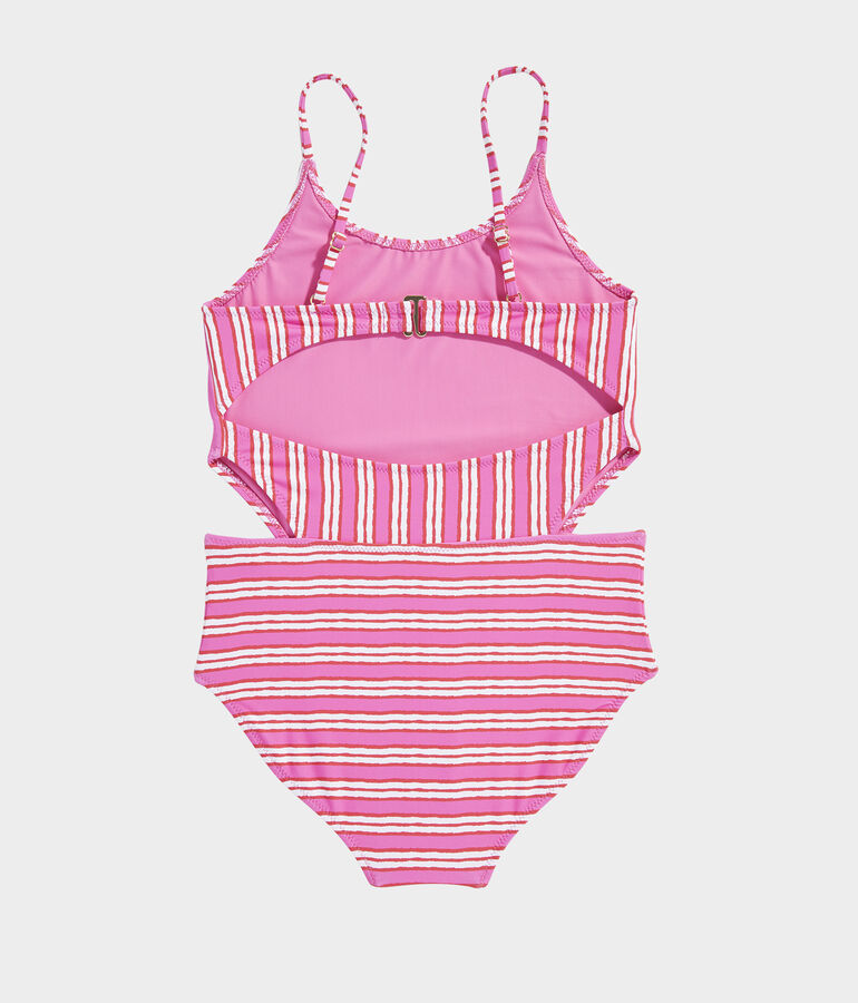 Girls' Painted Stripe Cut-Out One-Piece